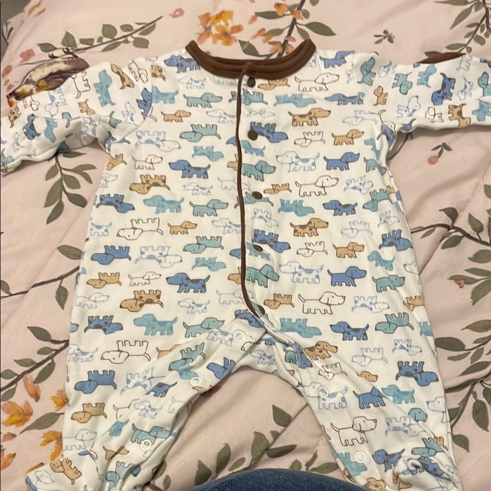 Little Me Cozy Blue and Brown Dinosaur Footies